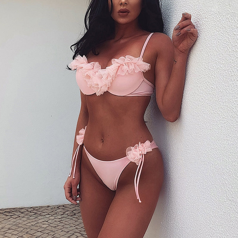 Sexy Ruffle Halter Bikini