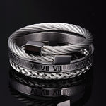 Luxury Roman Number Charm Woven Stainless Steel Bracelet for Men Jewelry - Sabreeonline