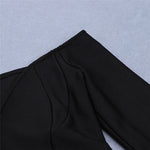 Dress Black Off Shoulder Button Sheath Split Knee-Length Dresses - Sabreeonline