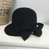 Bucket Basin of Bowknot Pearl Wool Hat - Sabreeonline