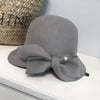 Bucket Basin of Bowknot Pearl Wool Hat - Sabreeonline