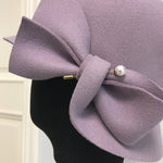 Bucket Basin of Bowknot Pearl Wool Hat - Sabreeonline