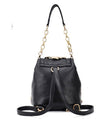 Fashion punk Women tassel PU Leather buttons + rivets + rhinestone Backpacks Travel Bag mochila feminina rucksack schoolbag - Sabreeonline