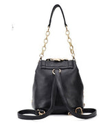 Fashion punk Women tassel PU Leather buttons + rivets + rhinestone Backpacks Travel Bag mochila feminina rucksack schoolbag - Sabreeonline