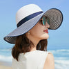 Wind Black White Striped Bowknot Summer Sun Hat - Sabreeonline