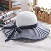Wind Black White Striped Bowknot Summer Sun Hat - Sabreeonline