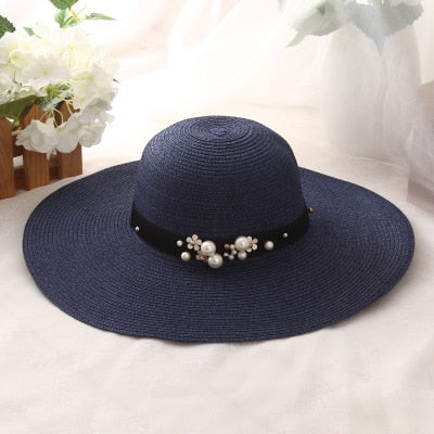 Round Top Raffia Wide Brim Straw Hats - Sabreeonline