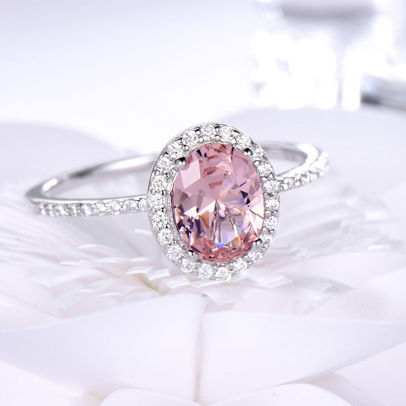 Set Pink and blue Sapphire Ring Pendant Necklaces Stud Earrings - Sabreeonline