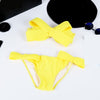 Women Black Sexy Swim Wear Solid Swimwear Brazilian Bikini Big Bow Bandeau Beach Wear Halter Swimsuit Push Up Bathing Suit - Sabreeonline