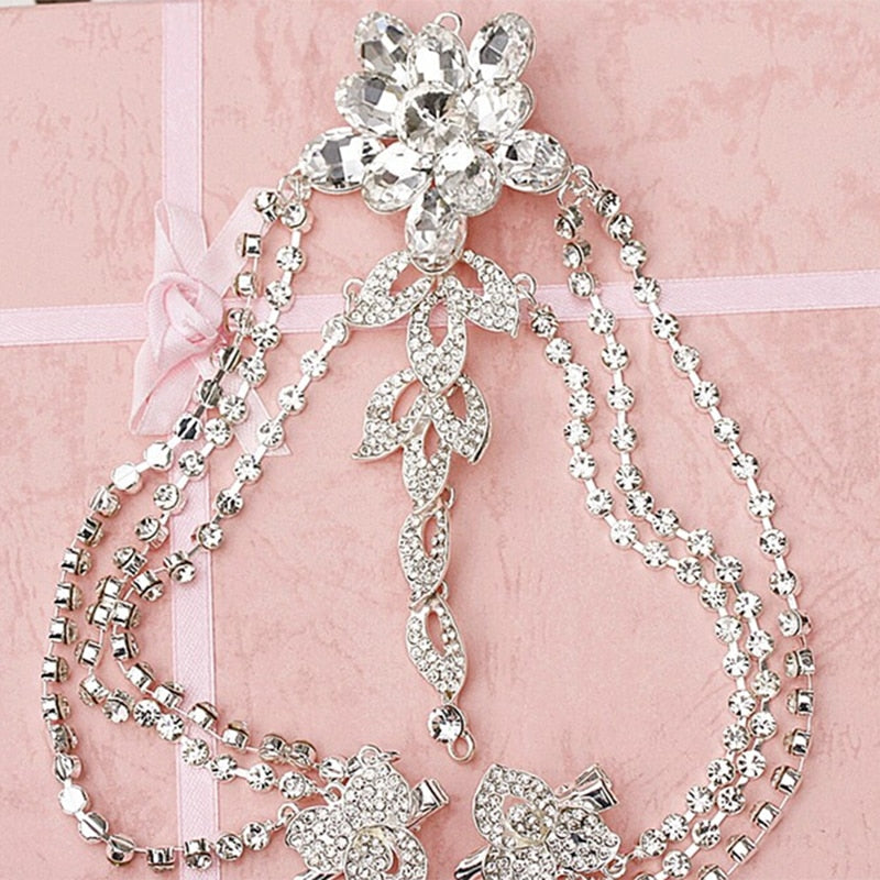 New Wedding Tiara Tassel Bridal hair Jewelry Luxury hair accessories - Sabreeonline