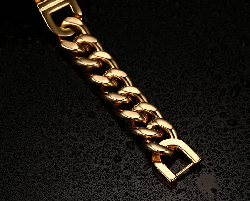 Gold-Color Bracelets Bangles Fashion Men Jewelry Jesus Cross - Sabreeonline