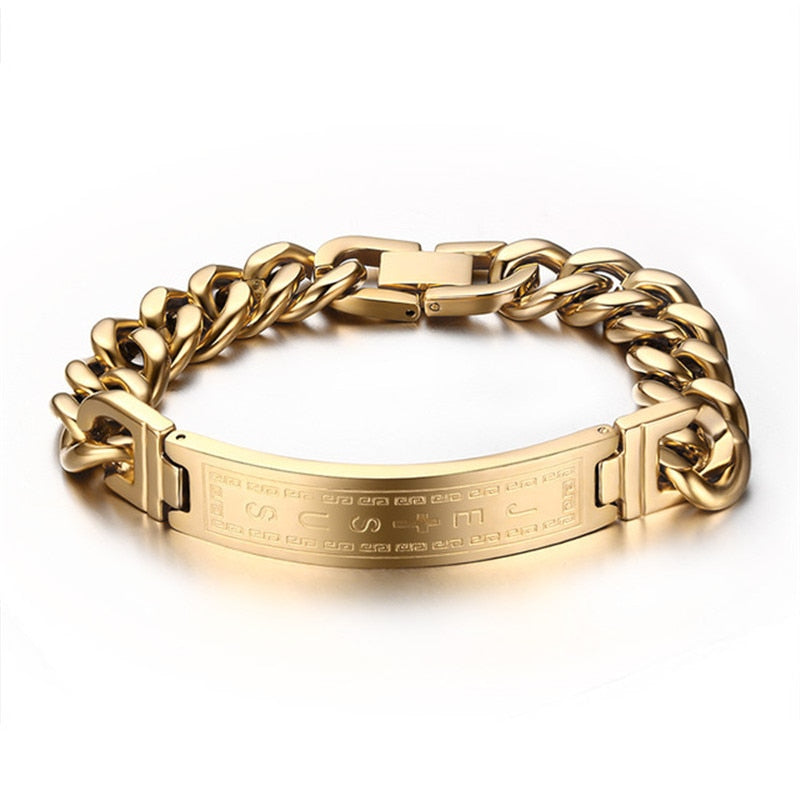 Gold-Color Bracelets Bangles Fashion Men Jewelry Jesus Cross - Sabreeonline