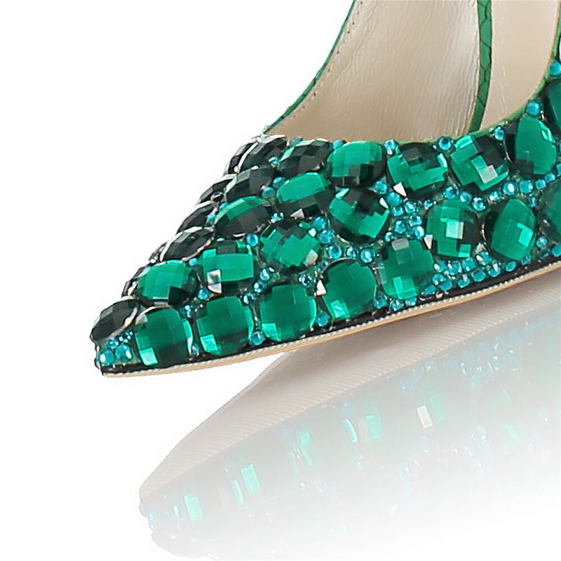 New 2022 Women Wedding High Heels Bride Strass Heel Pumps Snake Heels Crystal Bling Shoes Sexy Lady Party Rhinestone High Heels - Sabreeonline