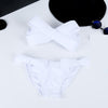 Women Black Sexy Swim Wear Solid Swimwear Brazilian Bikini Big Bow Bandeau Beach Wear Halter Swimsuit Push Up Bathing Suit - Sabreeonline