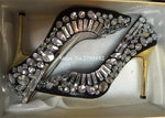 Women Luxurious Pointed Toe Bling Bling Rhinestone Stiletto Heel Pumps Black White Crystal High Heels Wedding Dress Shoes - Sabreeonline