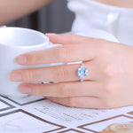 Sets for Women Gemstone Sky Blue Topaz Ring Clip Earrings - Sabreeonline