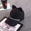 Cat Ears Baseball Cap Wool Knit - Sabreeonline