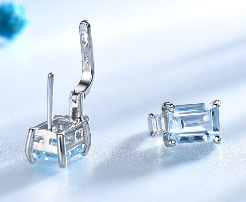 Sets for Women Gemstone Sky Blue Topaz Ring Clip Earrings - Sabreeonline