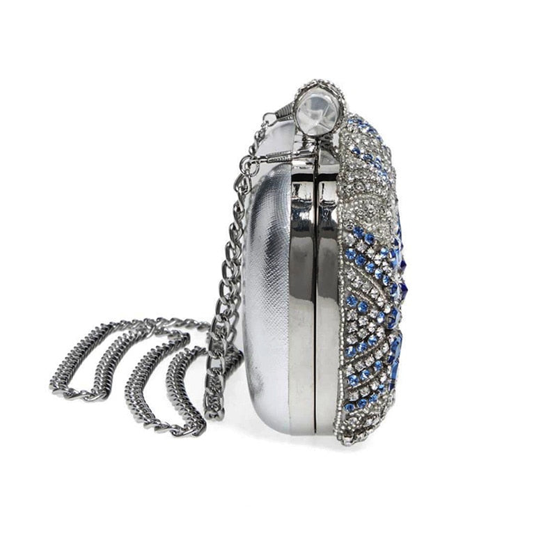 Women Clutch Party Luxury Blue Evening Bag Wedding Purse Crystal Chain Shoulder Bag High Quality Rhinestone Female Clutch - Sabreeonline