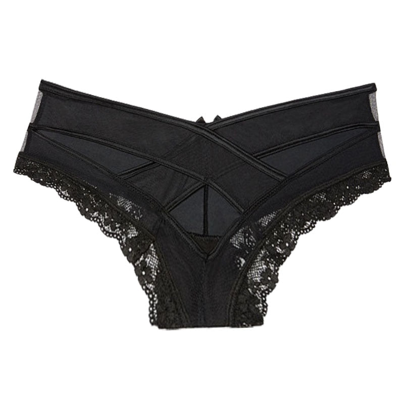 Lace Low-waist Solid Brief Underwear - Sabreeonline
