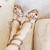 Sexy Gold Snake Ankle Wrap High Heel Gladiator Sandals Woman Summer Open Toe Party Dress Shoes - Sabreeonline