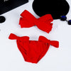 Women Black Sexy Swim Wear Solid Swimwear Brazilian Bikini Big Bow Bandeau Beach Wear Halter Swimsuit Push Up Bathing Suit - Sabreeonline