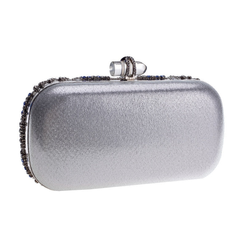 Women Clutch Party Luxury Blue Evening Bag Wedding Purse Crystal Chain Shoulder Bag High Quality Rhinestone Female Clutch - Sabreeonline
