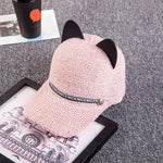 Cat Ears Baseball Cap Wool Knit - Sabreeonline