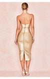 High Quality Gold 2 Pieces Set Knee Length Rayon Bandage Dress Evening Party Bodycon Dress - Sabreeonline