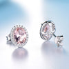 Set Pink and blue Sapphire Ring Pendant Necklaces Stud Earrings - Sabreeonline