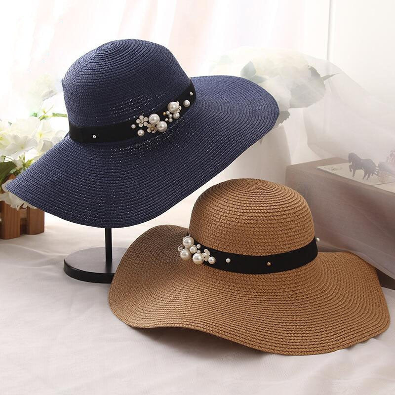 Round Top Raffia Wide Brim Straw Hats - Sabreeonline