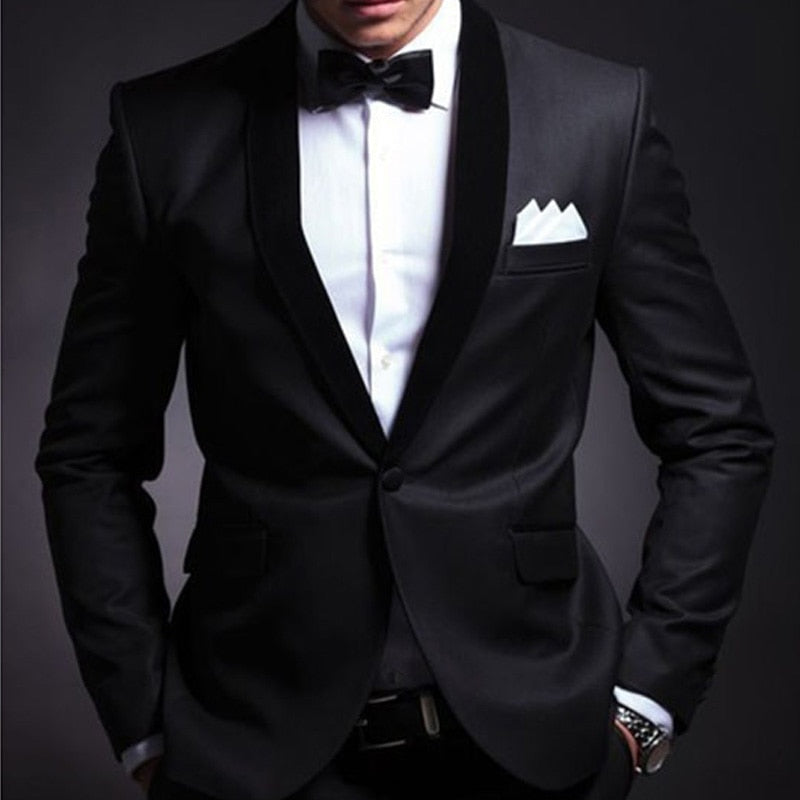 Black Tuxedo 2 Piece Slim Fit Men - Sabreeonline