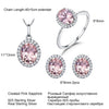 Set Pink and blue Sapphire Ring Pendant Necklaces Stud Earrings - Sabreeonline