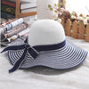 Wind Black White Striped Bowknot Summer Sun Hat - Sabreeonline
