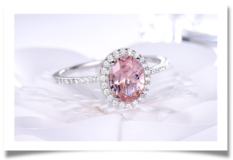 Set Pink and blue Sapphire Ring Pendant Necklaces Stud Earrings - Sabreeonline