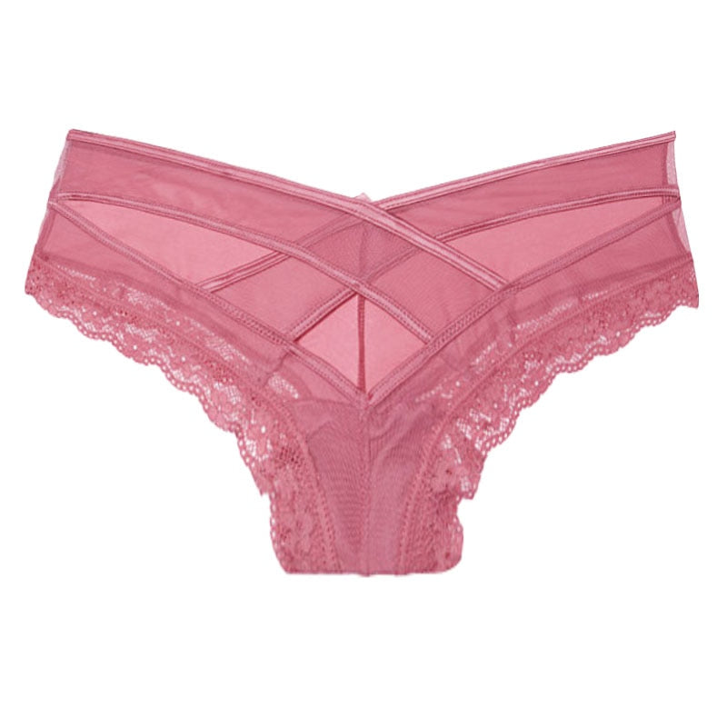 Lace Low-waist Solid Brief Underwear - Sabreeonline