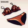New Push up neoprene bikini set women  Gold Silver sexy swimsuit padded swimwear bathing suit biquini - Sabreeonline