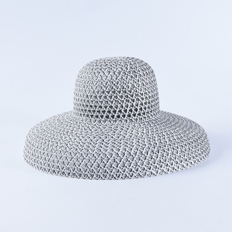 Retro Round Top Big Straw Hat - Sabreeonline