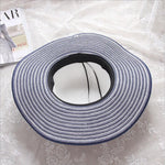 Wind Black White Striped Bowknot Summer Sun Hat - Sabreeonline
