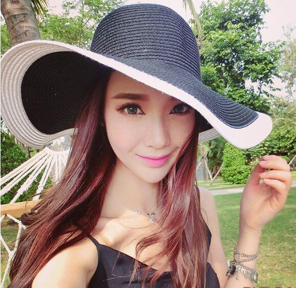 Wind Black White Striped Bowknot Summer Sun Hat - Sabreeonline