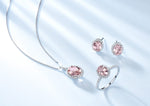 Set Pink and blue Sapphire Ring Pendant Necklaces Stud Earrings - Sabreeonline