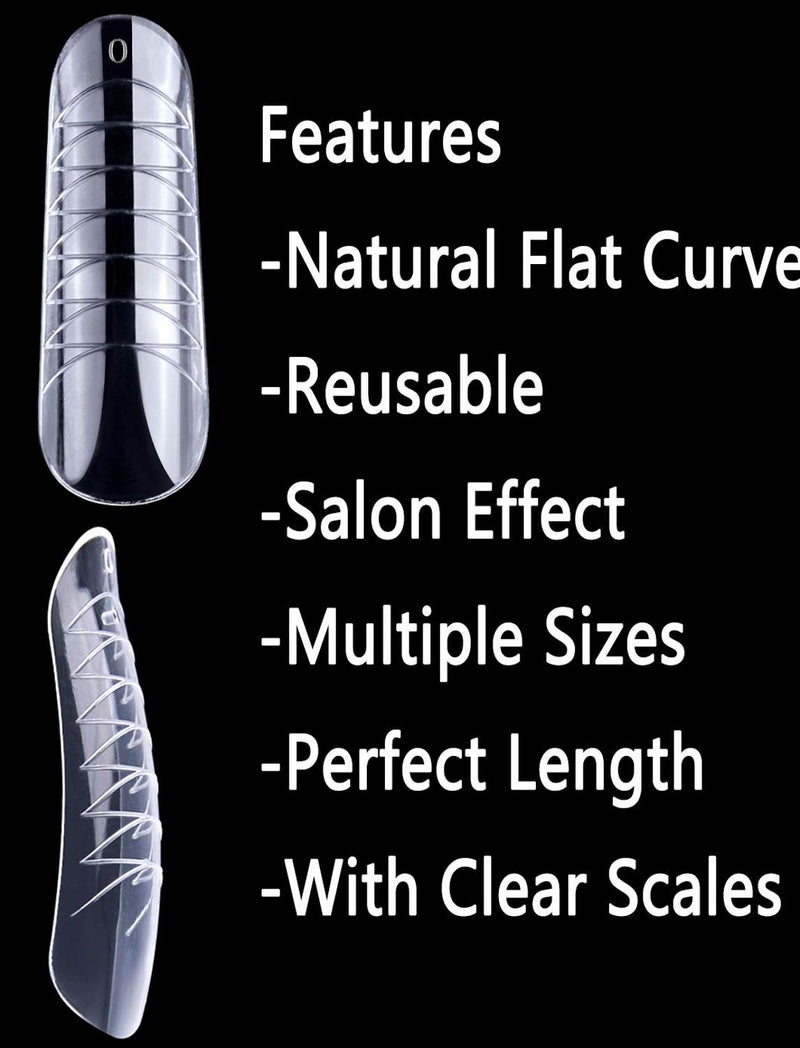 Makartt Dual Forms Nail Forms Nail Extension System for Poly Nail Gel Coffin Nail Mold Clear Full Cover False Nail Tips Acrylic - Sabreeonline