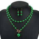Sets Gold Round Pendant Necklace Earrings Sets - Sabreeonline