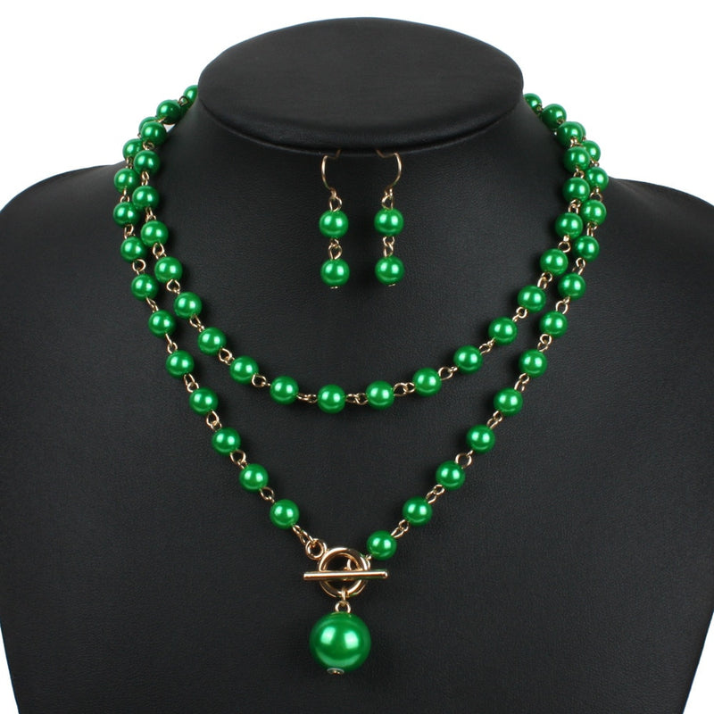 Sets Gold Round Pendant Necklace Earrings Sets - Sabreeonline