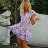 Bohemian Cotton Floral Print Ruffles Dress - Sabreeonline