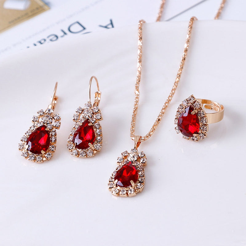 Jewelry Sets Hoop Earrings Necklace and Ring - Sabreeonline