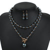 Sets Gold Round Pendant Necklace Earrings Sets - Sabreeonline