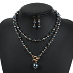 Sets Gold Round Pendant Necklace Earrings Sets - Sabreeonline