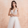 White Ivory Sexy High Splits Beaded Beading Pearls Crystal A Line Backless
