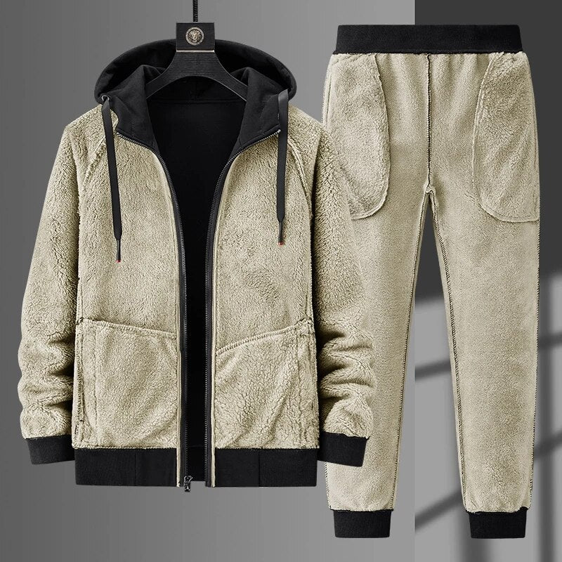 Thick Warm Fleece Tracksuit - Sabreeonline
